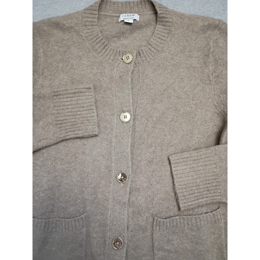 J.Crew Extra-Soft Merino Wool Blend Cardigan Sweater Tan CF050 Women Small